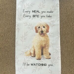 Kitchen Set of 3 (oven mitt, pot holder, kitchen towel) of a Golden Doodle